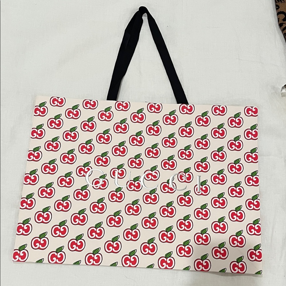 Gucci Cherry Pattern shopping bag - Red, Green, White, Black